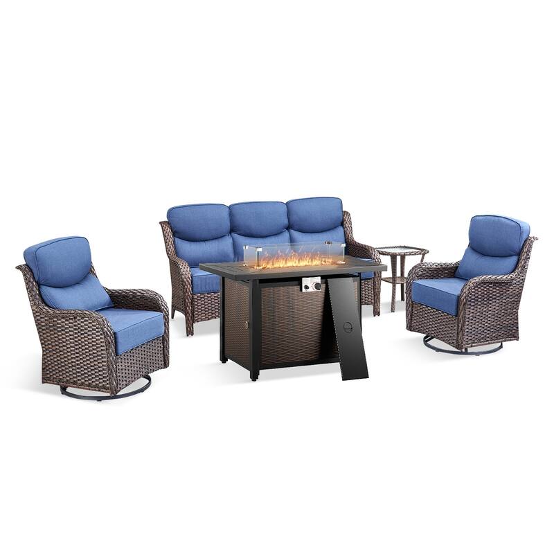Pocassy Patio Furniture Set with 43 inch Fire Pit Table