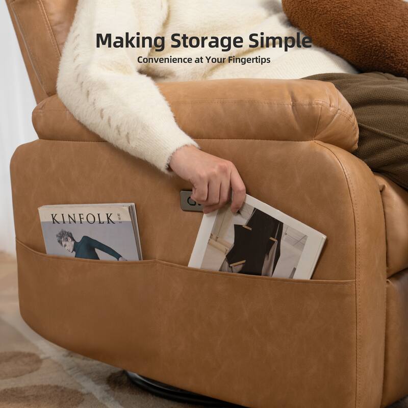 Power Swivel Rocker Recliner Chair - Brown