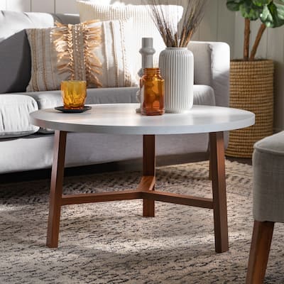 Middlebrook 30-inch Round Faux Marble Top Coffee Table - Overstock ...