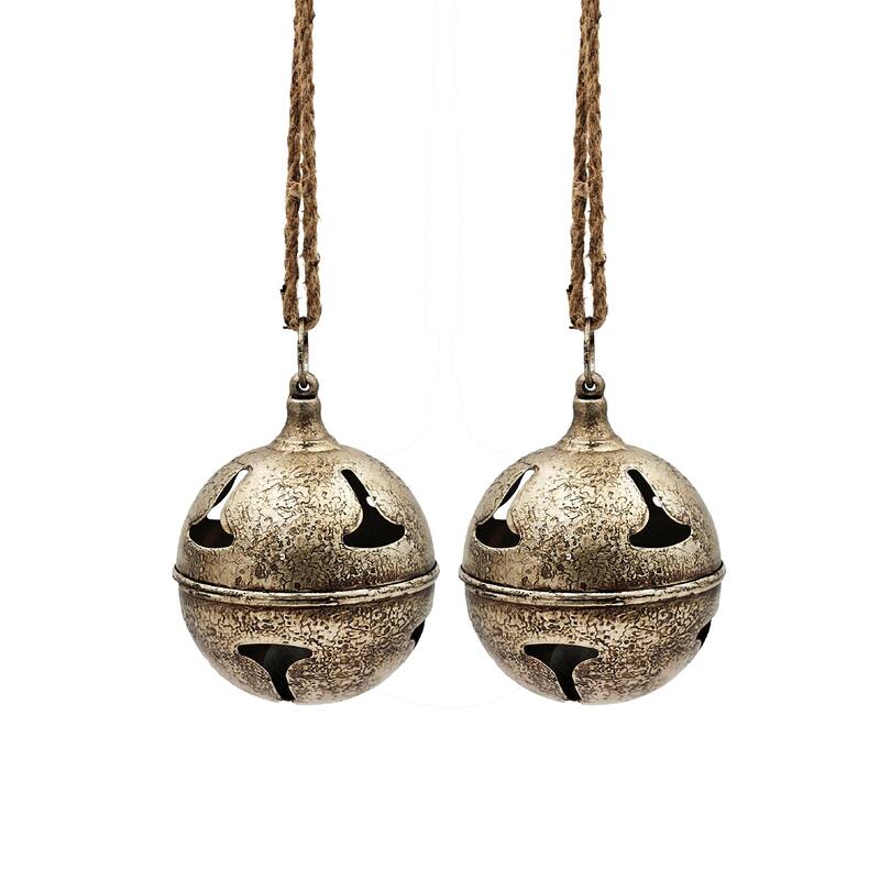 D6" Bell Hanging Ornament, Decorative Hanging Ball Christmas Tree Ornaments for Holiday Party Decorations, Set of 2 - Multi