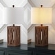 preview thumbnail 6 of 14, Ibiza 21.5" Farmhouse Wood LED Table Lamp, Brown (Set of 2), by JONATHAN Y