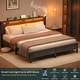 preview thumbnail 42 of 94, Farmhouse Wood Platform Bed Frame with Charged Station and LED Lights