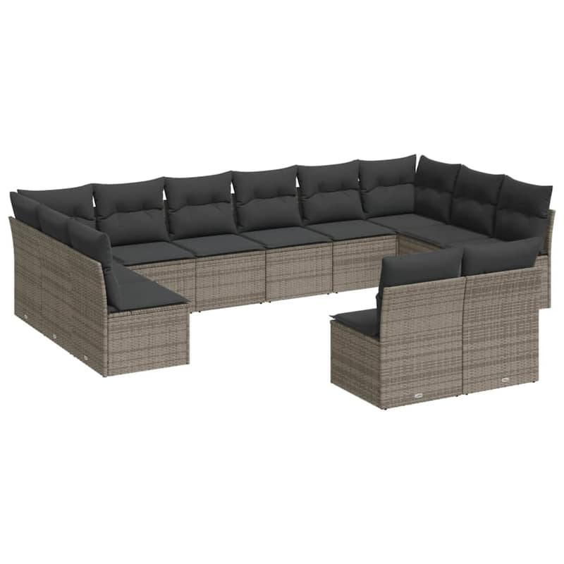 vidaXL Garden Sofa Set Grey PE rattan Large Adjustable Feet - 24.4 x 24.4 x 27.2