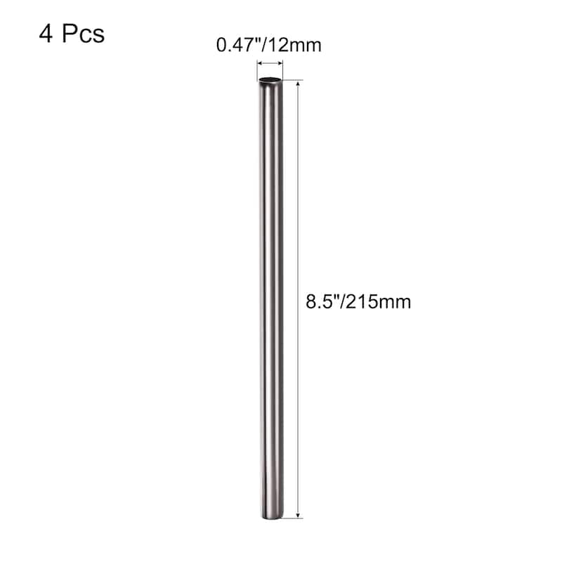 Reusable Metal Straws 4Pcs, Stainless Steel Straight Drinking Straw - Silver