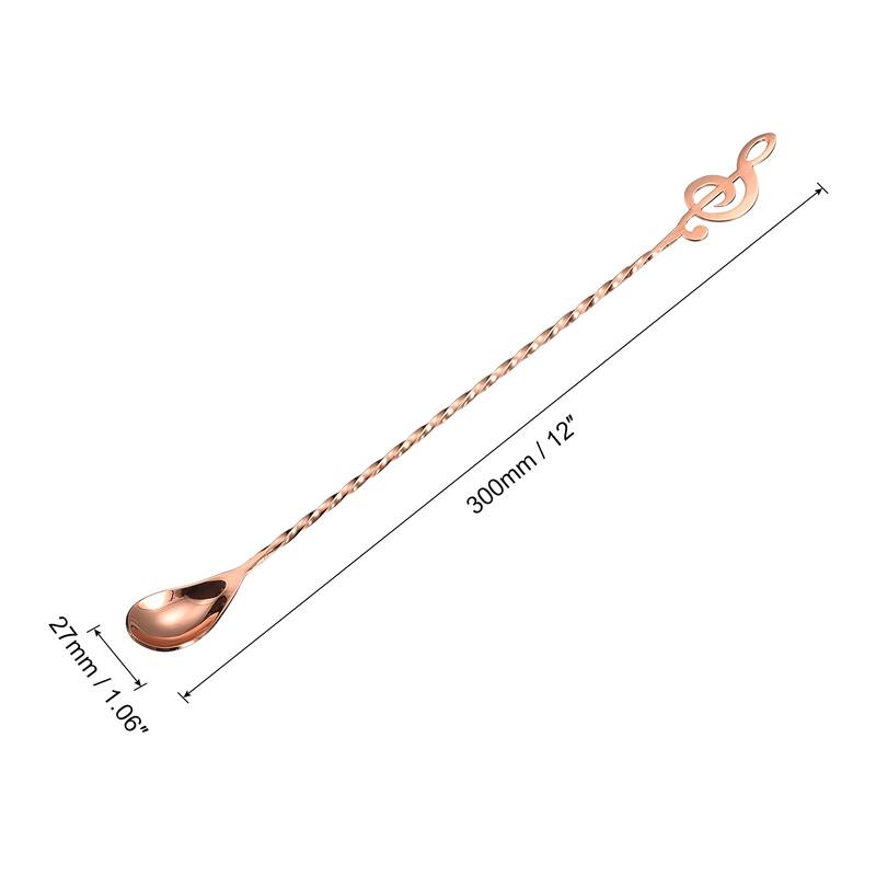 12-Inch Bar Spoon Cocktail Mixing Spoon with Note Spiral Pattern