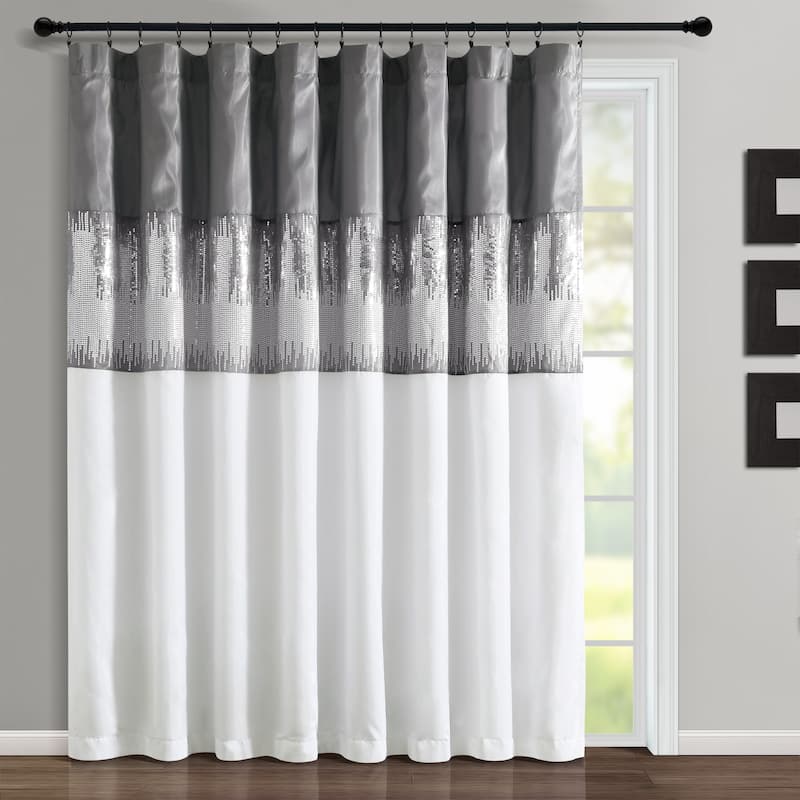 Lush Decor Night Sky Wide Width Single Curtain Panel (1Panel) - 84" x 100" - Gray/White 