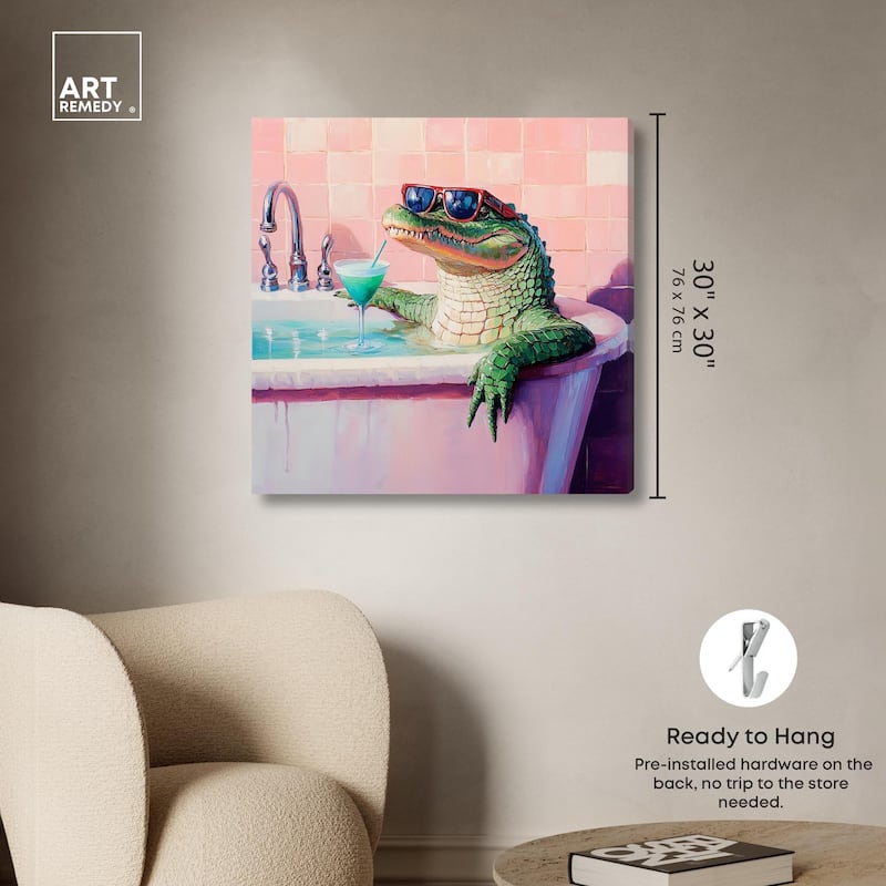 Cocktail Croc II Canvas by Art Remedy, Gallery Wrapped