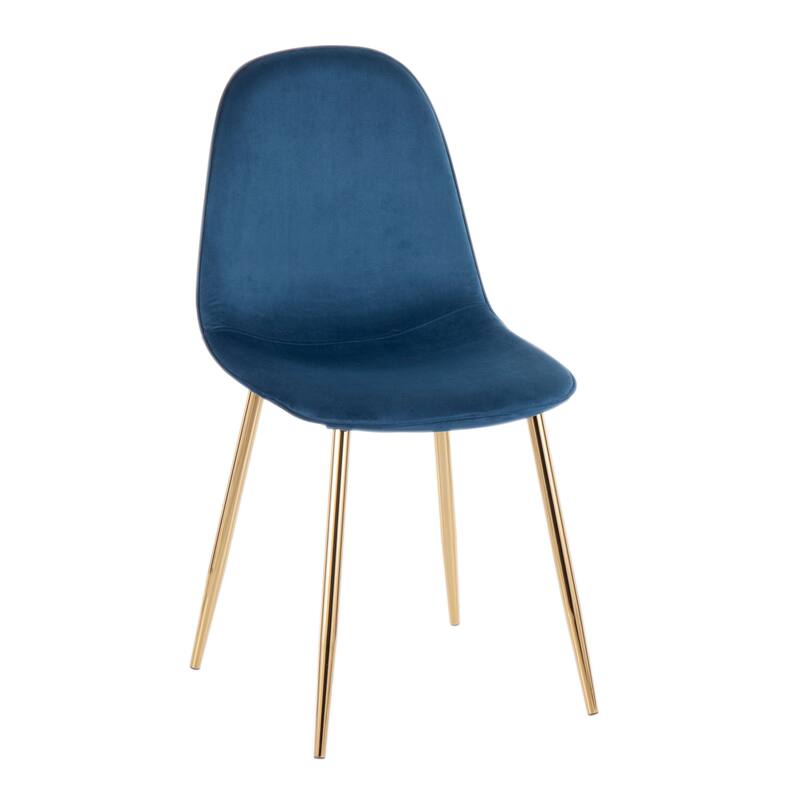 Silver Orchid Stone Gold Dining Chair - Set of 2 - Blue Velvet