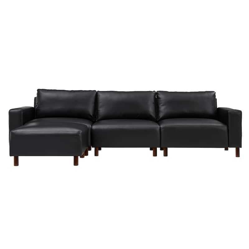 Roomfitters Modern Sectional Sofa, Comfortable L-Shaped Upholstered Couch with Solid Wooden Legs for Living Room