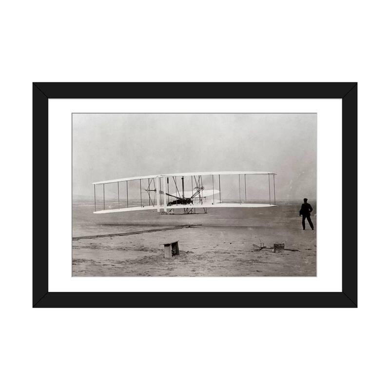 iCanvas "1903 Wright Brothers' Plane Taking Off At Kitty Hawk North Carolina USA" by Vintage Images - Black - 24x32x1