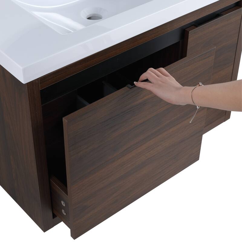 Beingnext 24"/30"/48" Bathroom Vanity with Sink, Floating Bathroom Vanity With Soft Close Door