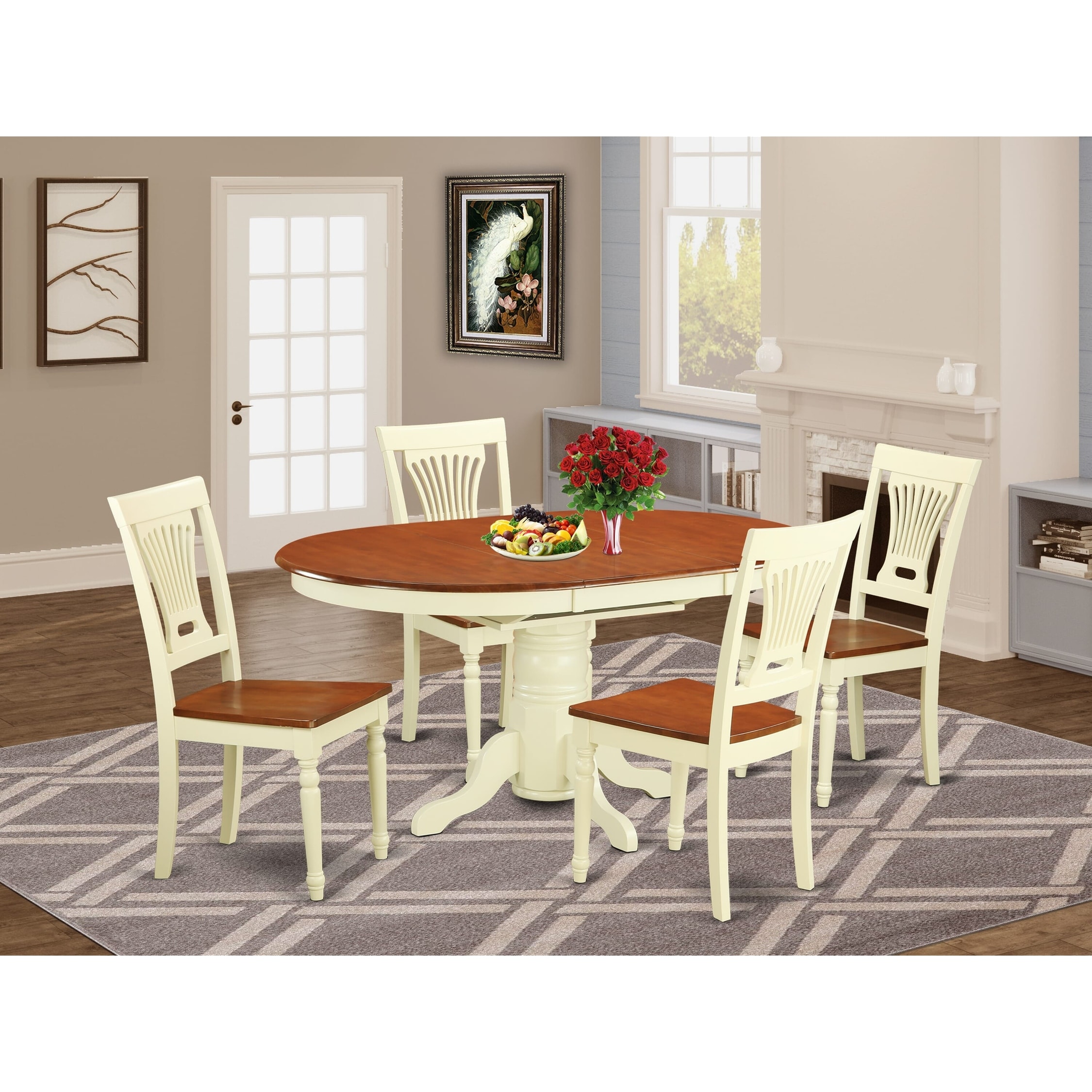 East West Furniture 5 Piece Kitchen Table Set an Oval Dining Room