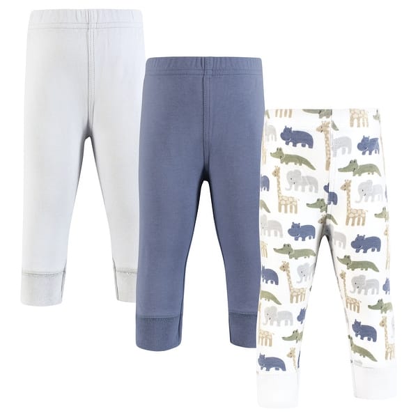 slide 1 of 1, Hudson Baby Infant Boy Cotton Pants and Leggings, Wild Leaf Safari 3-6 Months - Wild Leaf Safari