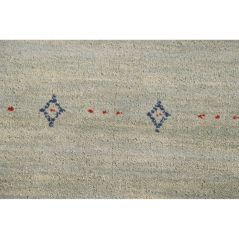Tribal Gray Gabbeh Oriental Area Rug Hand-Knotted Wool Carpet - 8'1"x 9'11"