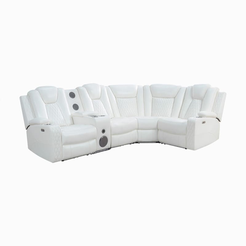 Premium Air Leather Home Theater Loveseat with LED Lights, Recliner with Built-in Speakers & Wireless Charging