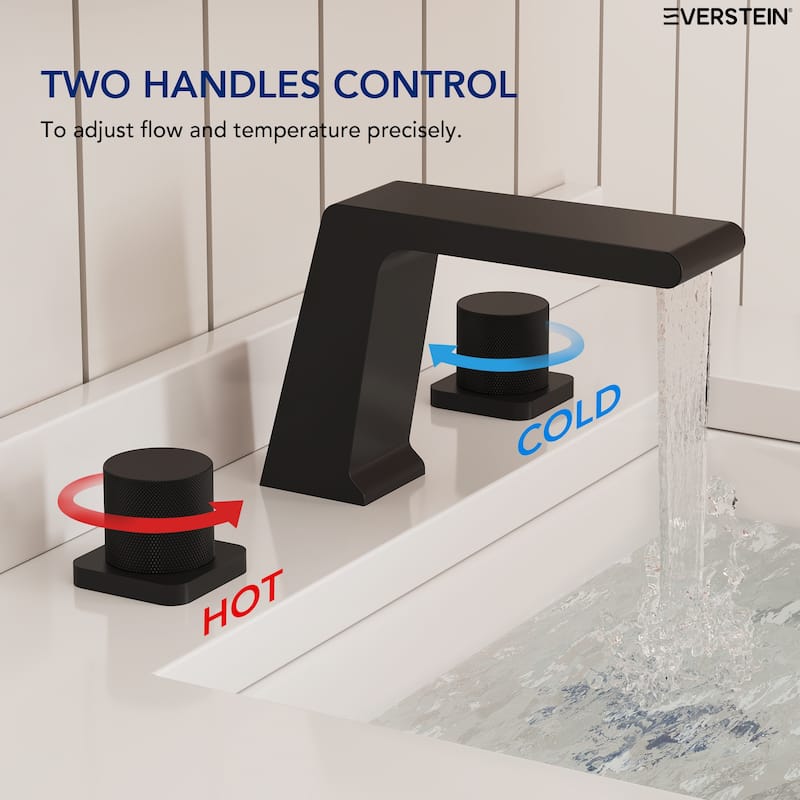 Widespread Bathroom Faucet, Double Handle 3 Hole Bathroom Sink Faucet Waterfall Spout