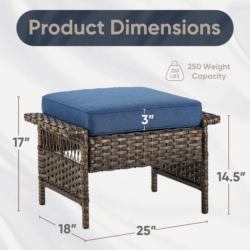 Outdoor Patio Chairs with Ottomans - Brown