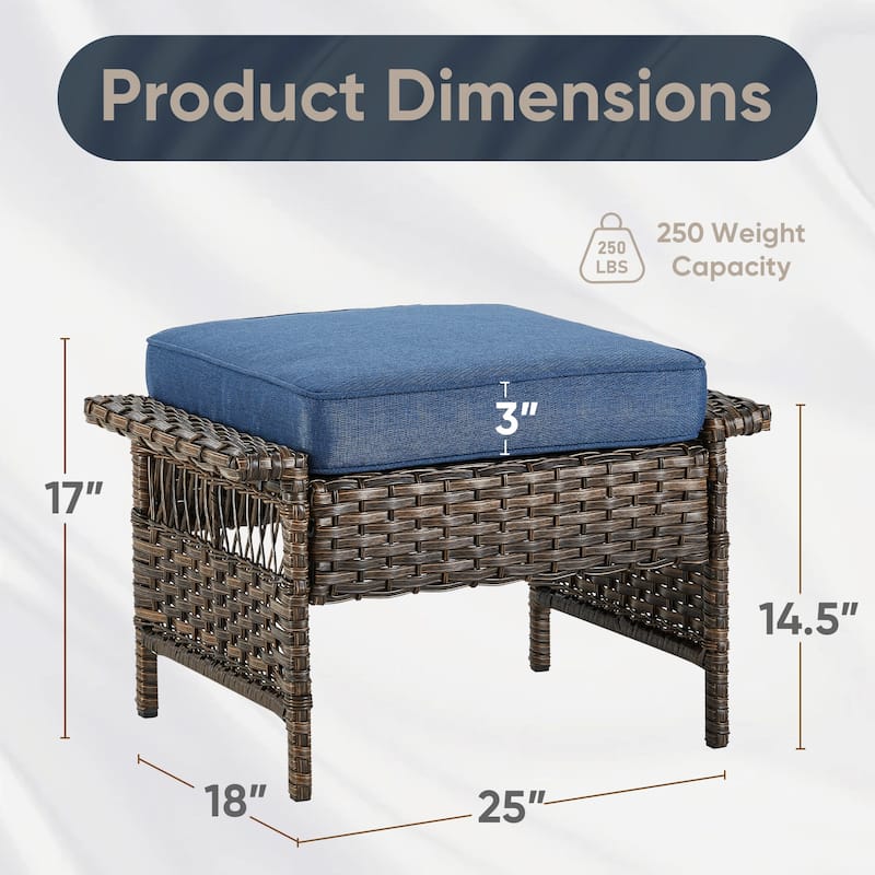 Outdoor Sectional Sofa Set Ottoman - Brown