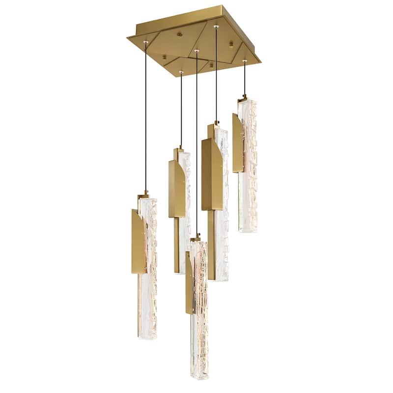 Valira Integrated LED 12in Brass Mini Pendant with Handcrafted Glass
