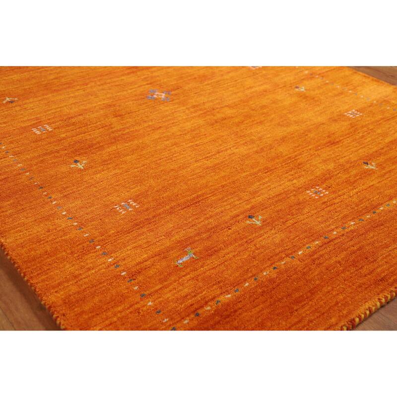 Hand Knotted Oriental 100% Wool Carpet Tribal Animal Pictorial Oranges & Rust Gabbeh Area Rug - 5' 10'' X 4' 1''