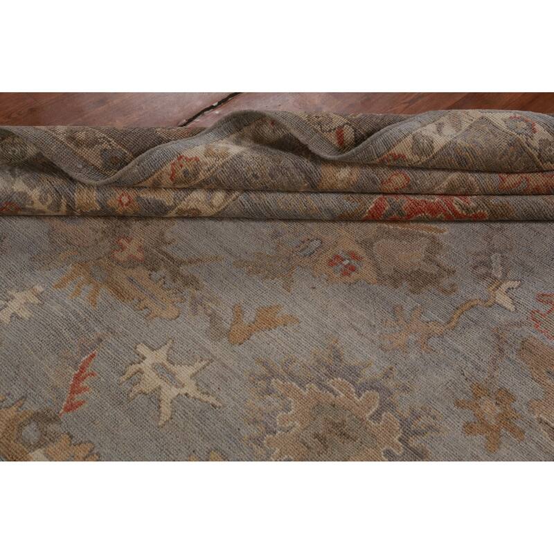 Hand Knotted Oriental 100% Wool Carpet Transitional All-Over Greys & Charcoal Oushak Area Rug - 9' 9'' X 7' 10''