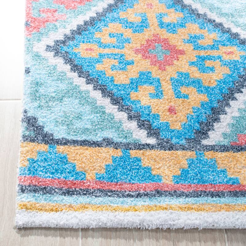 SAFAVIEH Handmade Saffron Karlie Modern & Contemporary Tribal Blue/Aqua Cotton