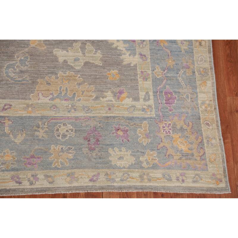 Hand Knotted Oriental 100% Wool Carpet Transitional All-Over Greys & Charcoal Oushak Area Rug - 10' 3'' X 8' 0''