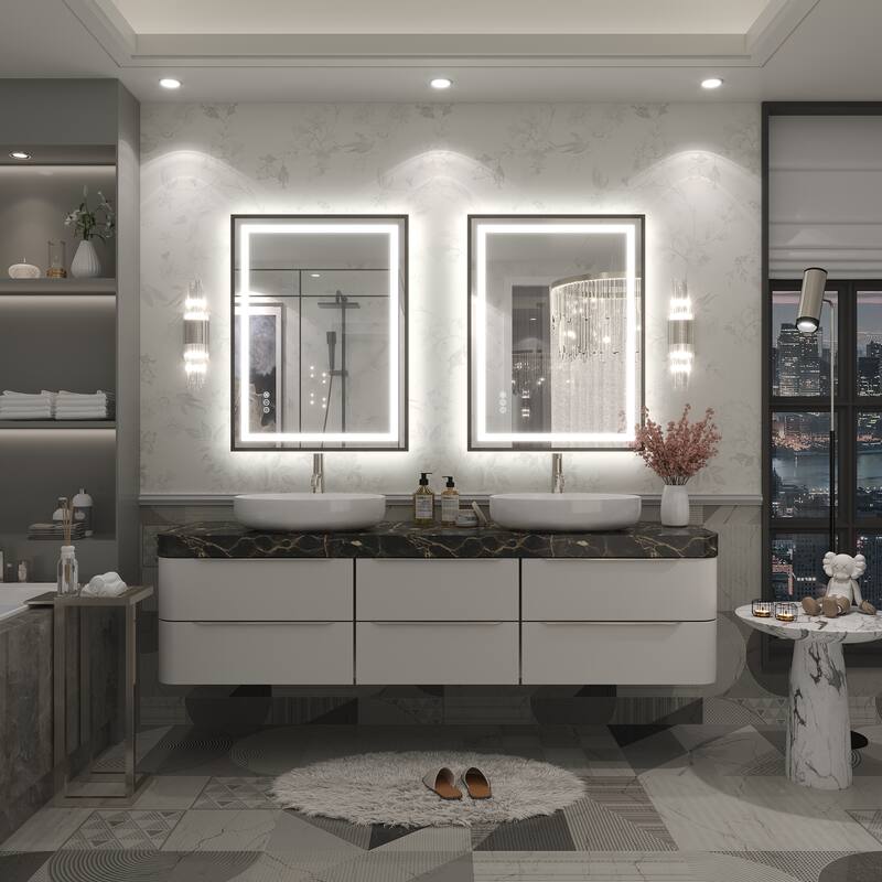 KIOTEE 24V Ultra-Bright LED Bathroom Mirror, Anti-Fog, Tempered Glass