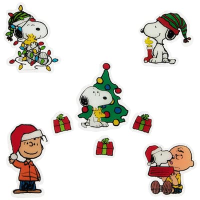 8-Piece Peanuts Snoopy and Charlie Brown Christmas Window Clings - 8"