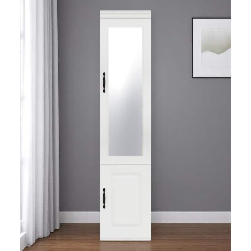 HomeRoots 71" White Wood Mirrored Two Door Combo Dresser - White - No Drawers