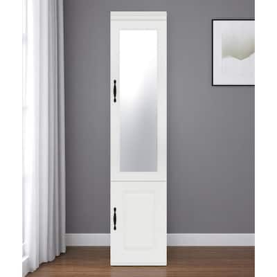 HomeRoots 71" White Wood Mirrored Two Door Combo Dresser