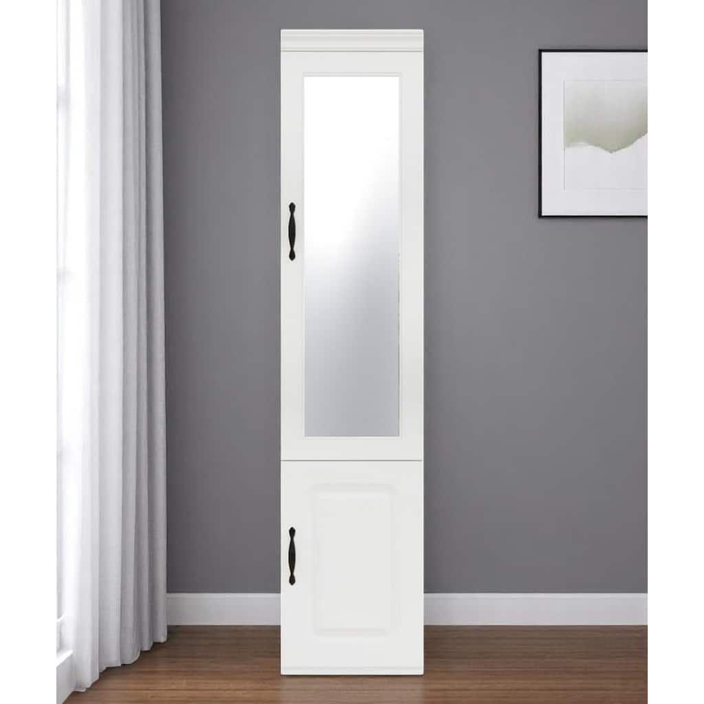 HomeRoots 71" White Wood Mirrored Two Door Combo Dresser