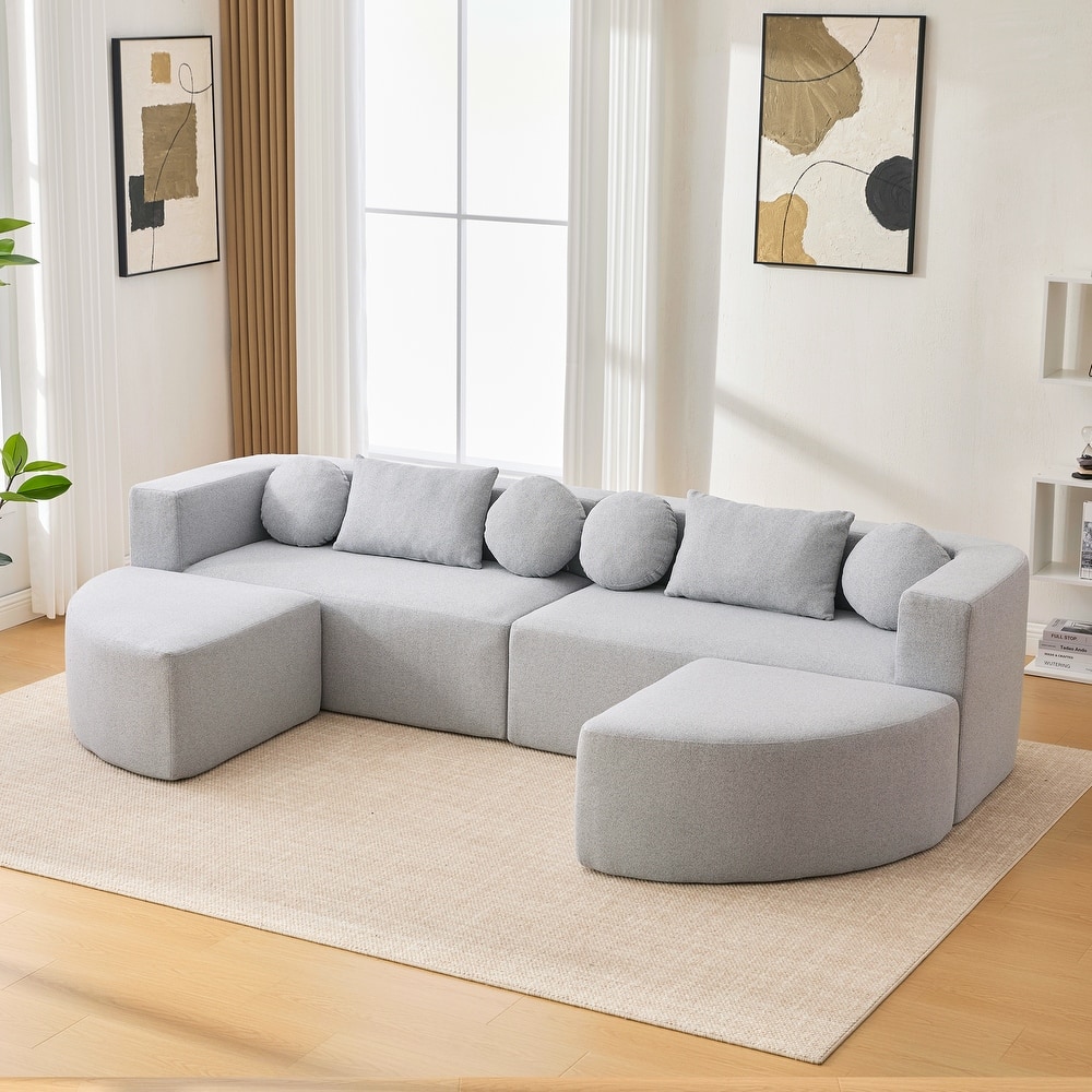 Roomfitters Modular Boneless Sectional Sofa Bed with Deep Seating and Curved Design for Living Room