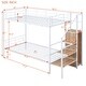 preview thumbnail 13 of 18, Twin Over Twin Metal Bunk Bed with Storage Ladder and Wardrobe, White