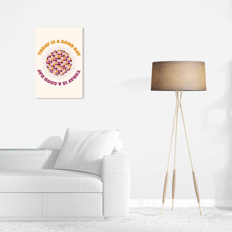 Wynwood Studio Canvas Typography and Quotes Today Disco Ball Purple and Apricot Wall Art Canvas Print - 24 x 16