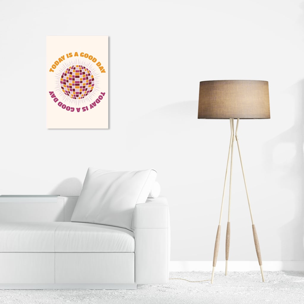 Wynwood Studio Canvas Typography and Quotes Today Disco Ball Purple and Apricot Wall Art Canvas Print
