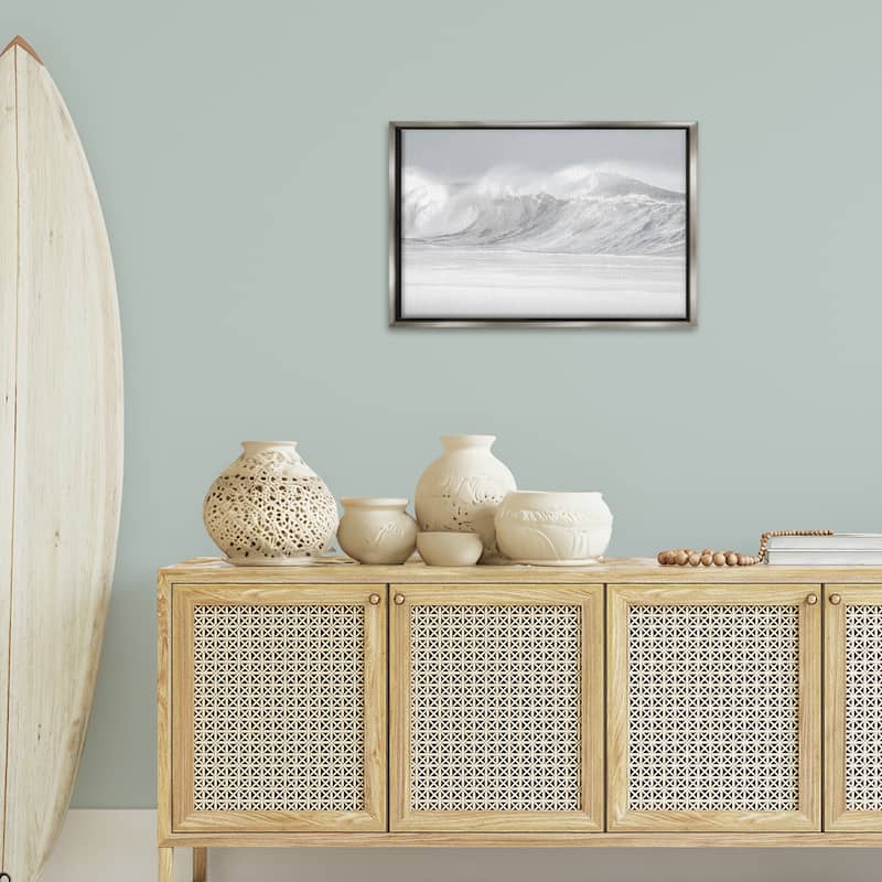 Stupell Cresting Beach Wave Framed Floater Canvas Wall Art Design By Maggie Olsen