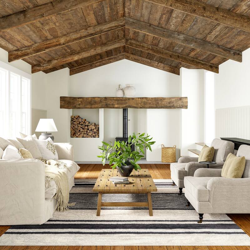 Striped Wool Machine Washable Area Rug