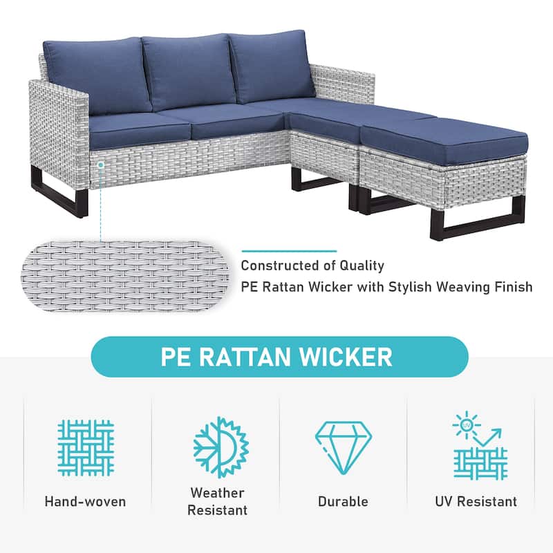 Gymojoy Outdoor Patio Sofa Rocking Chair Ottoman Set
