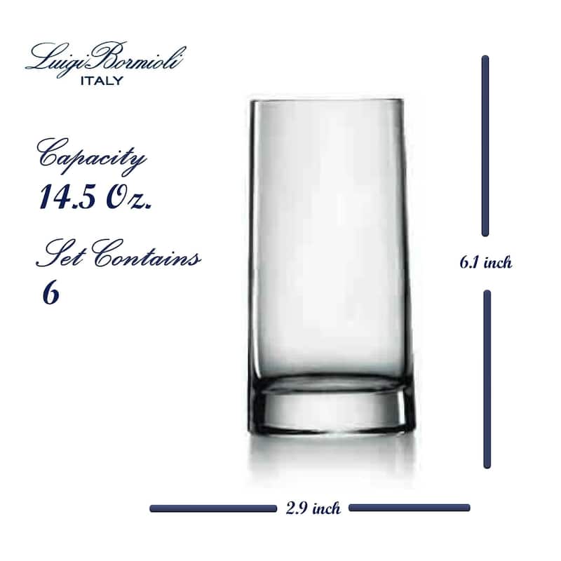 Luigi Bormioli Set of 6 Vronese Beverage Drinking Glasses - 14.5 oz
