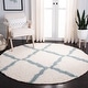 preview thumbnail 117 of 162, SAFAVIEH Dallas Shag Giusy Trellis 1.5-inch Thick Rug 4' Round - Ivory/Light Blue - Round