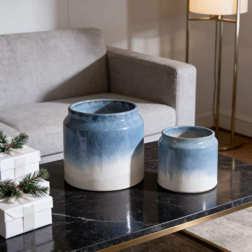 Elegant Ombre Glaze Non-Porous Ceramic Planters Pot for Aquatic Plants