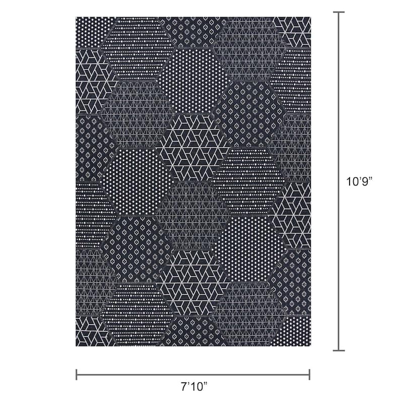 Dream Decor Rugs Hampton Cathode Black Indoor Outdoor Area Rug - 7'10" x 10'9"
