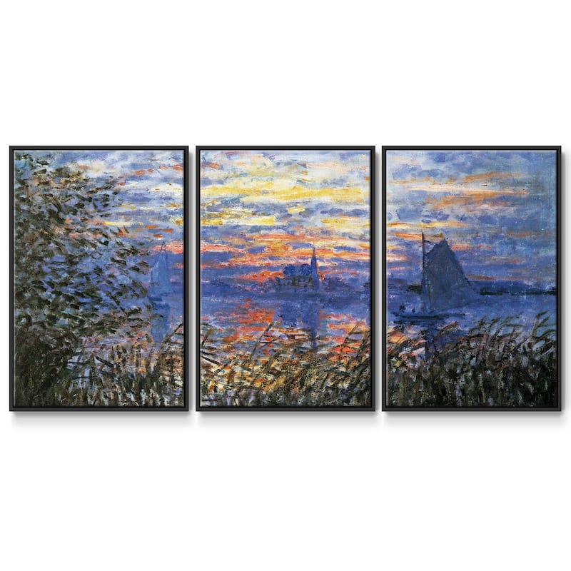 Sunset on the Seine by Monet - Multi Piece Framed Canvas
