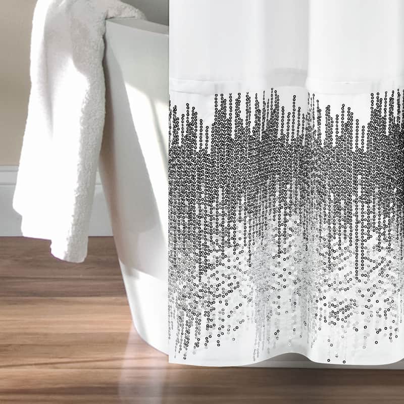 Lush Decor Polyester Shimmer Sequins Shower Curtain