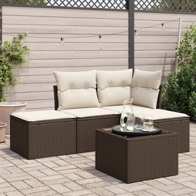 vidaXL Garden Sofa Set Brown, Cream White - 21.7 x 21.7 x 14.6