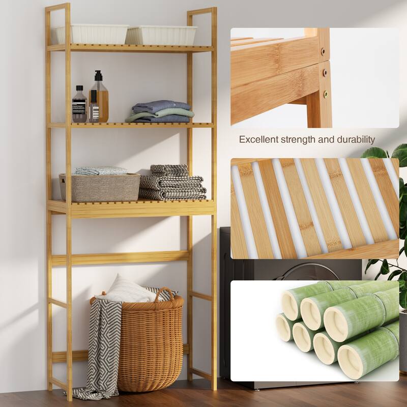 25 in. W x 64 in. H x 10.2 in. D Bamboo Shelf with Adjustable Shelf (FSC Certified)