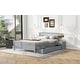 preview thumbnail 6 of 11, Full Size Pine Wooden Platform Kids Bed with Headboard,2-Removable Storage Drawers & 2-Bedside Tables, Easy to Assemble, Grey