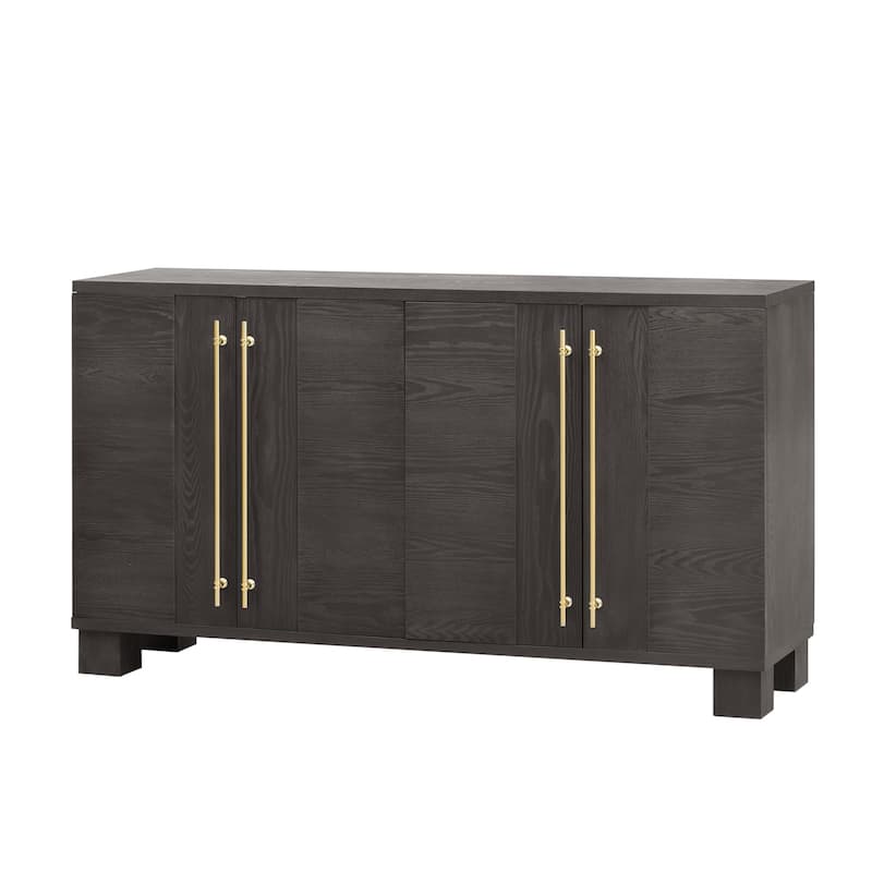 Traditional Style Wood Sideboard Buffet with Adjustable Shelves and Gold Handles