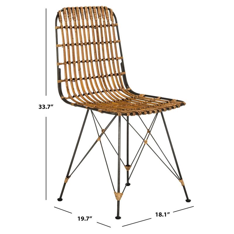 SAFAVIEH Innocenta Wicker Croco Brown Dining Chair (Set of 2) - 18.1" x 19.7" x 33.7" - 18Wx20Dx34H